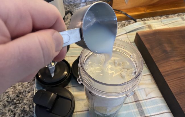 Adding milk to protein shake