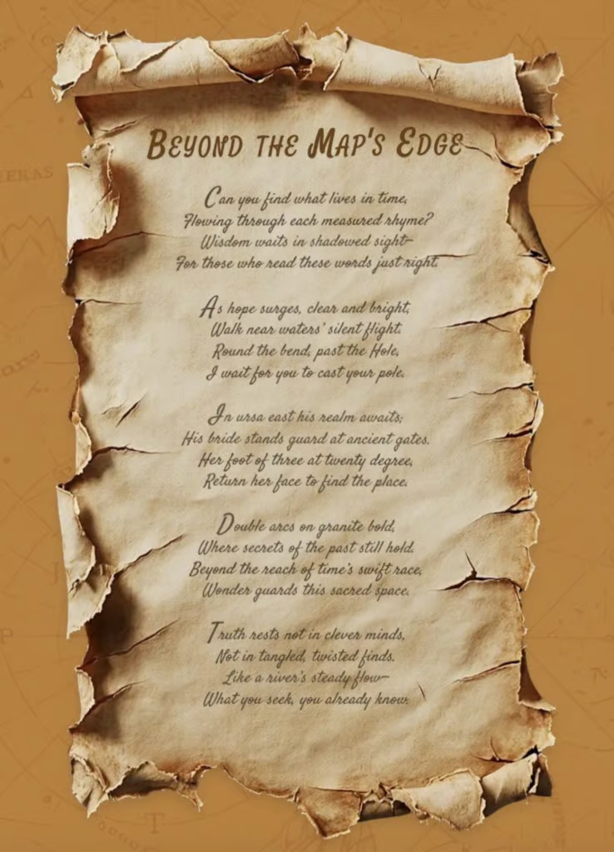 Beyond the map's edge treasure hunt poem