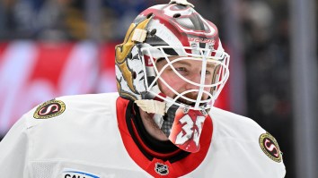Senators Goalie Grabs Vacuum To Clean Up Mess He Made After Smashing A Stick During Practice
