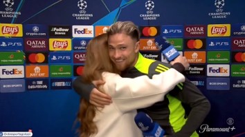 Heartwarming Moment Unfolds In The Champions League As Aston Villa Right-Back Matty Cash Was Interviewed By Sister Postgame
