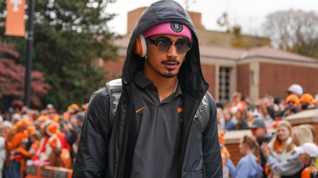 Tennessee QB Nico Iamaleava walks to the stadium.