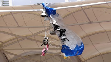 French Rugby Game Delayed After Parachutist Spends 40 Minutes Hanging From Stadium Roof