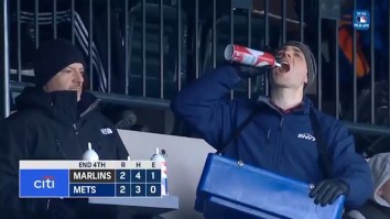 Mets’ Games Against The Terrible Marlins In The Freezing Cold Going Off The Rails, Sideline Reporter Begins Chugging Whipped Cream