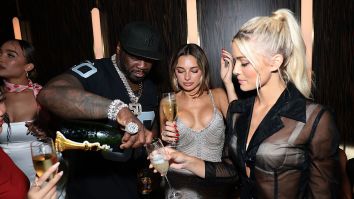 50 Cent Posts Photo With Livvy Dunne From Lavish SI Swimsuit Party With Hilarious Caption