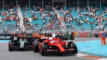 Formula 1 Drivers Turned Into Giant Children While Driving Life-Sized Lego Cars At Miami Grand Prix