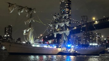 Massive Ship Crashes Into Brooklyn Bridge As Cars Perilously Drive Above