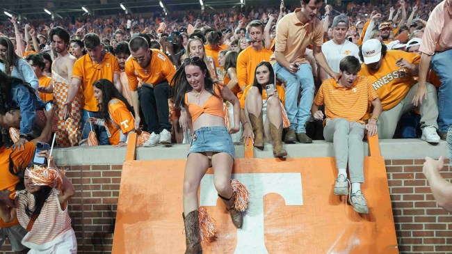 Tennessee football fans storming field after beating Alabama