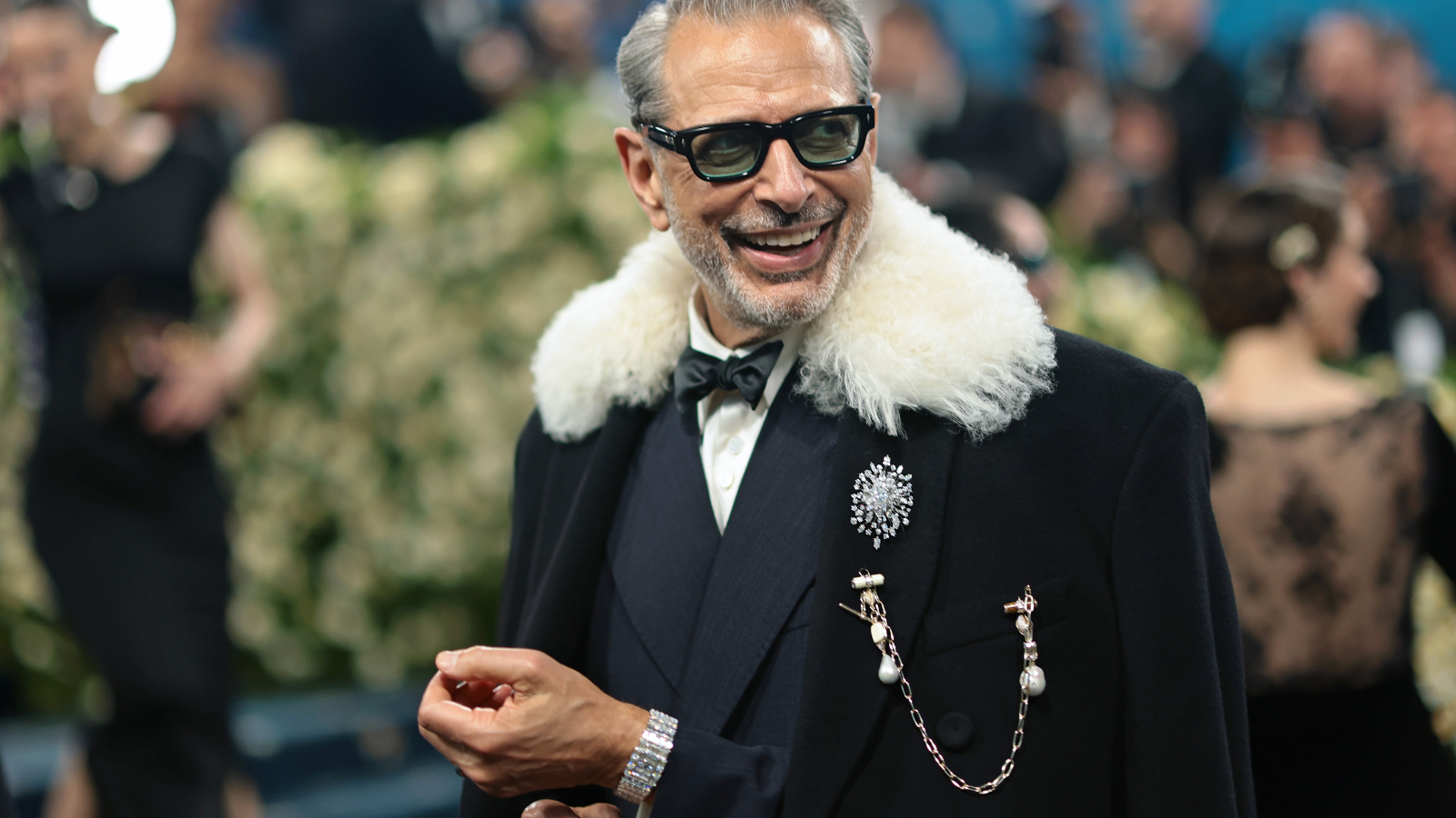 Jeff Goldblum wearing a $740K Jacob and Co. Ashoka Boutique watch to 2025 Met Gala