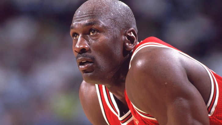 Michael Jordan focused during a 1997 game