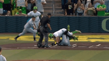 College Baseball Ump Show Robbed Oregon Of Tying Run On Controversial Ejection For Catcher Railroad Collision