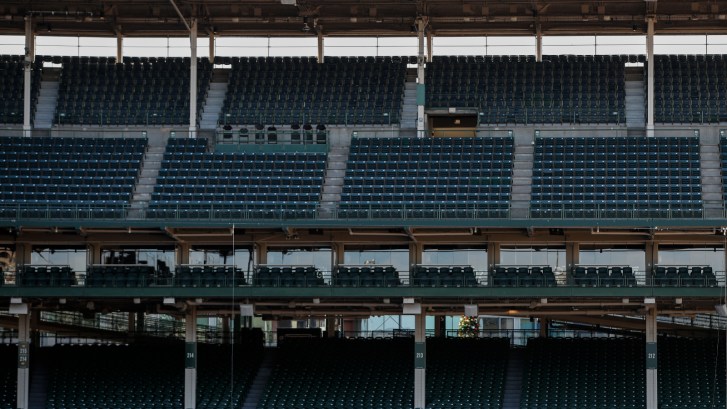 empty seats at Wrigley Field in Chicago