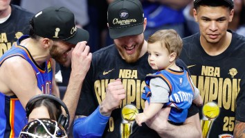 OKC’s Isaiah Hartenstein Goes Viral For Not Properly Supporting His Son During Celebrations, SGA Awkwardly Forced To Step In