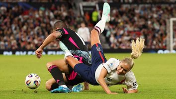 Legendary Centerback Leonardo Bonucci Goes Viral For Tackling Female Defender Steph Houghton With No Mercy In Charity Match (Video)