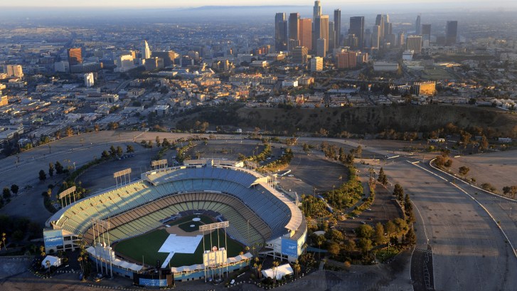 aerial view of Dodger Stadium in Los Angeles
