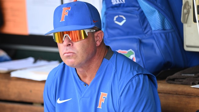 Florida baseball coach Kevin O'Sullivan in the dugout.