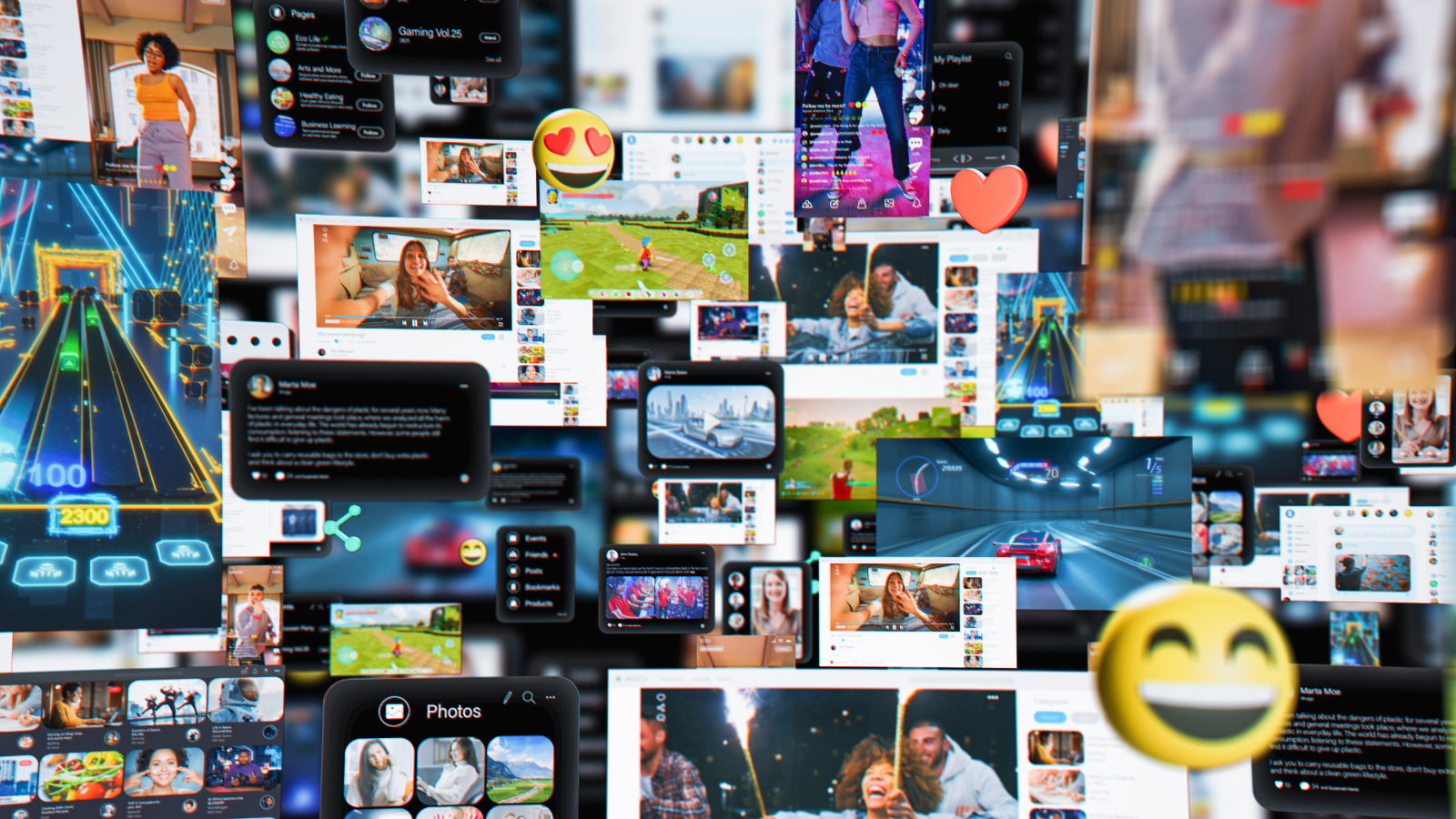 social media news networks on one giant screen