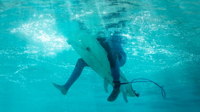 Underwater view of surfer