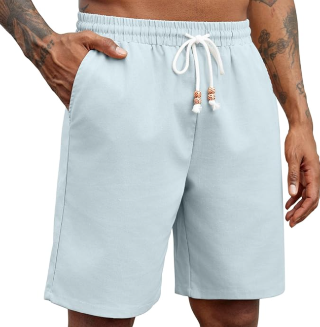COOFANDY Drawstring Linen Shorts