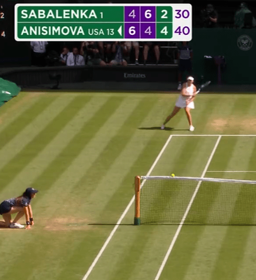 Amanda Anisimova net cord wimbledon Sabalenka
