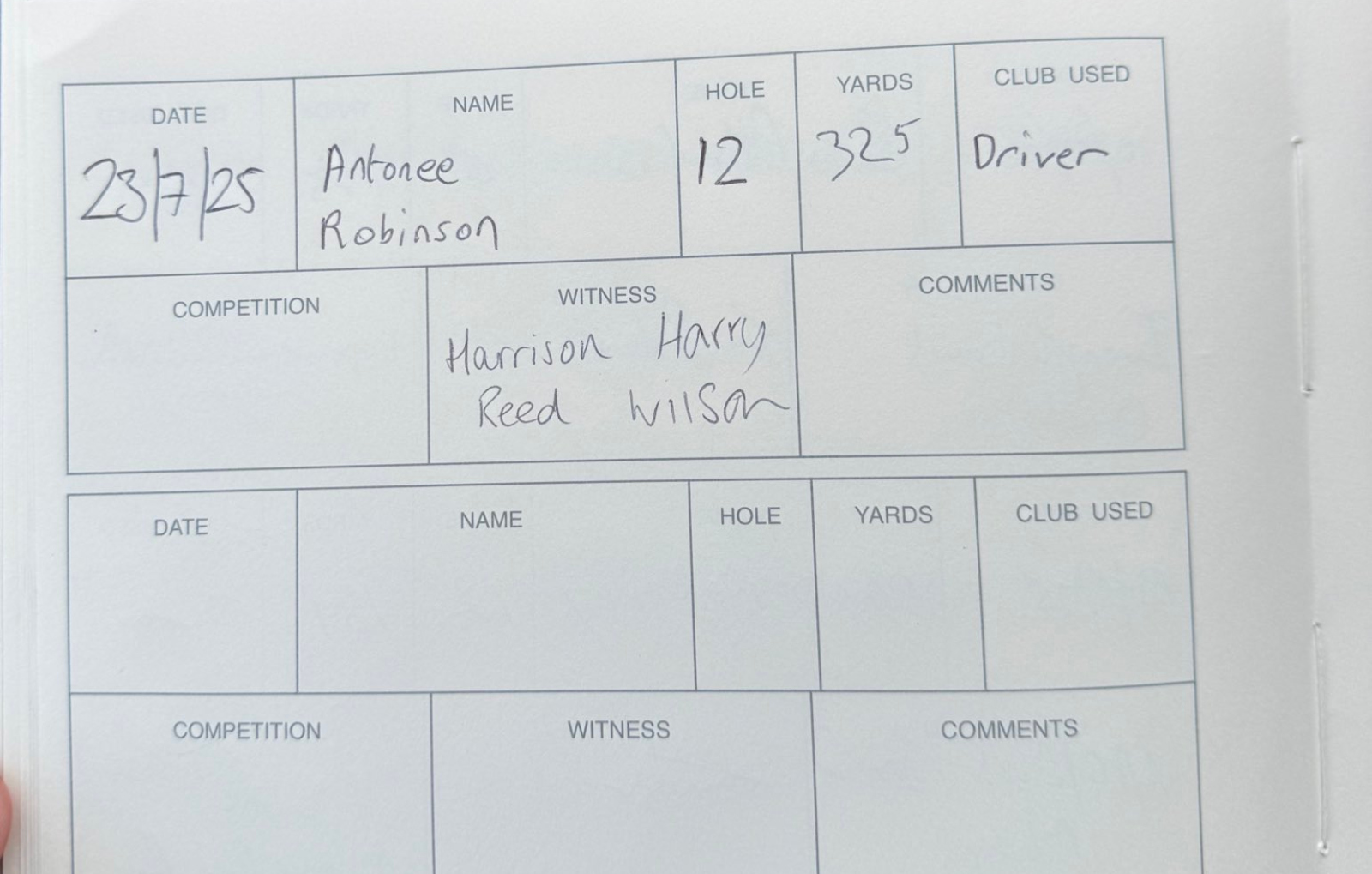 Antonee Robinson hole-in-one certificate 