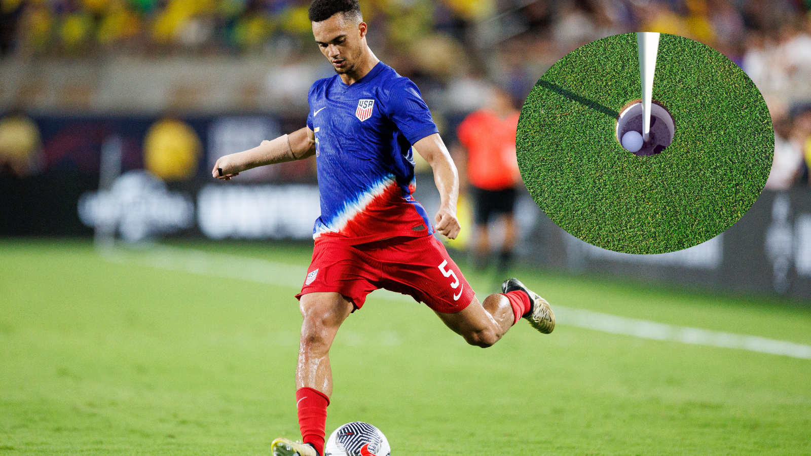 USMNT left back Antonee Robinson got a hole in one