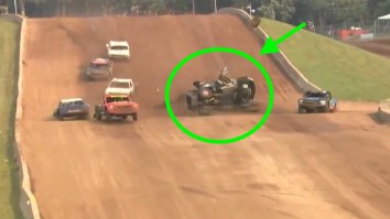 Gut-Wrenching Drone Video Shows Truck Driver Flip Six Times As Wheels Go Flying During Off-Road Wreck