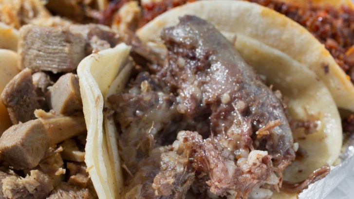 Mexican street cow brain tacos