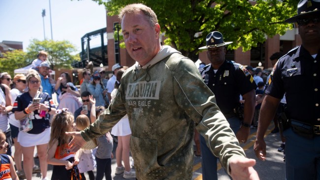 Hugh Freeze greets Auburn football fans.