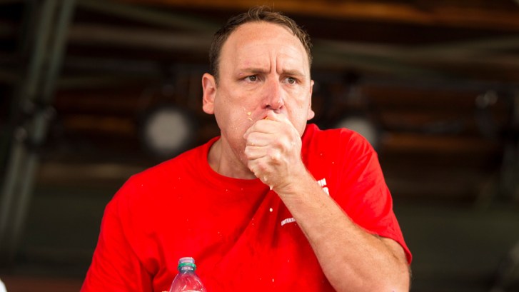 Joey Chestnut in an eating competition