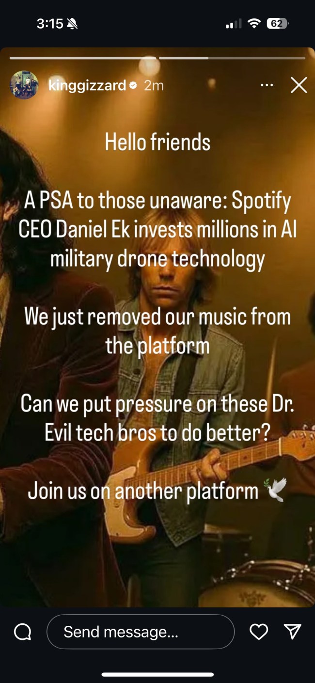 King Gizzard and the Lizard Wizard Spotify announcement