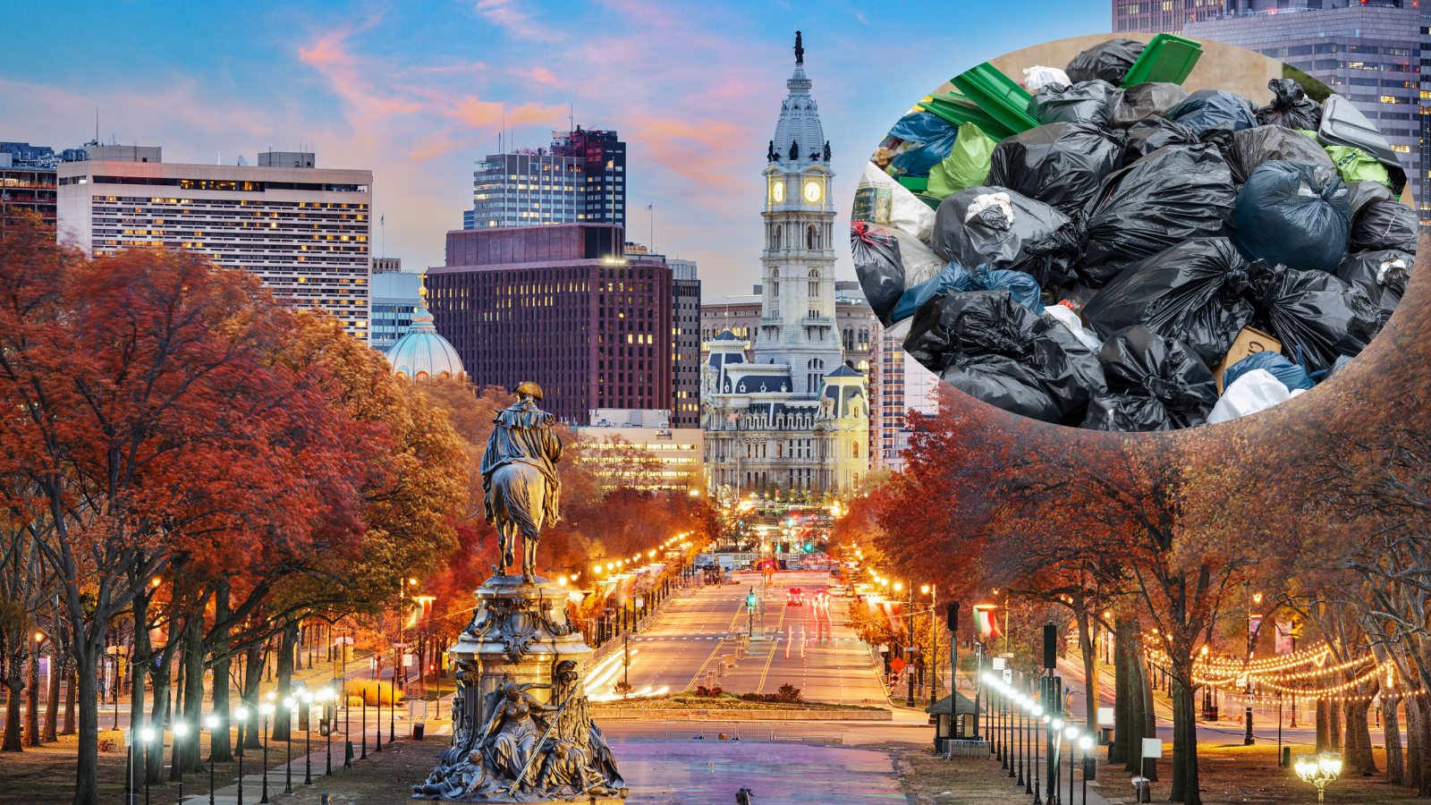 downtown Philadelphia trash strike