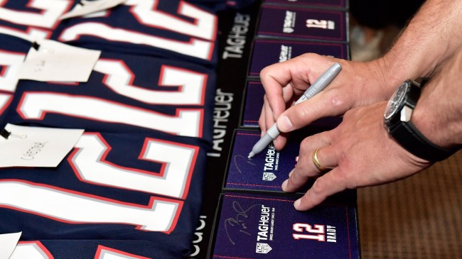 Tom Brady signing jerseys