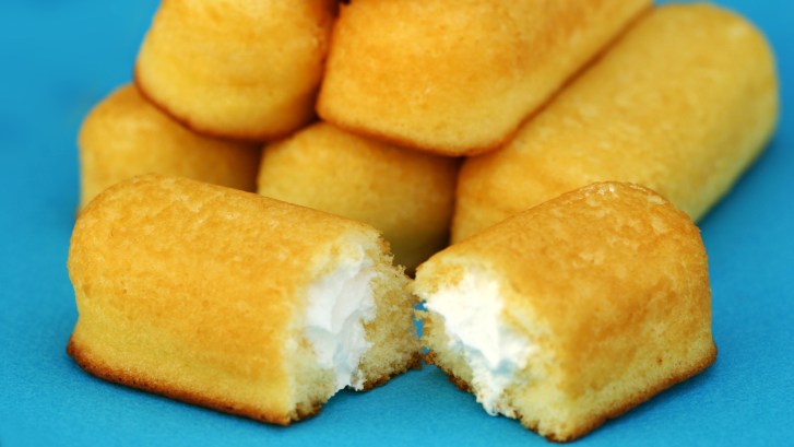 twinkies on a blue surface