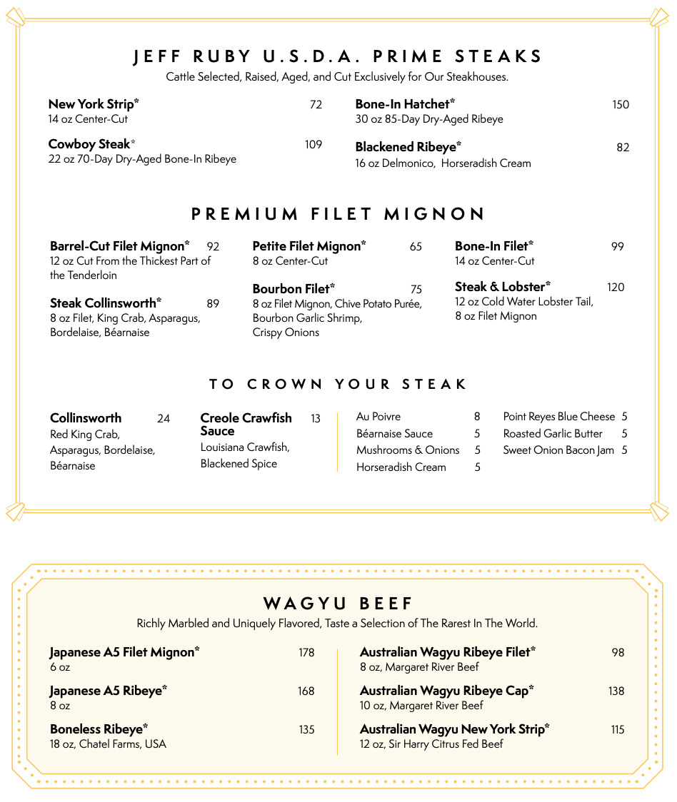 Jeff Ruby's Menu