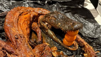 Miami Hurricanes Players Eat BBQ Alligator In Locker Room After Beating Florida Gators