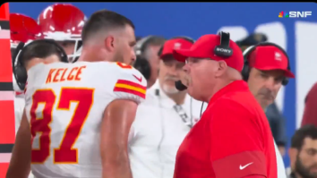 Travis Kelce & Andy Reid Get Heated, Yell At Each Other On The Sideline During Giants-Chiefs Game