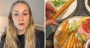 woman shares food issues (l) soggy fries (r)