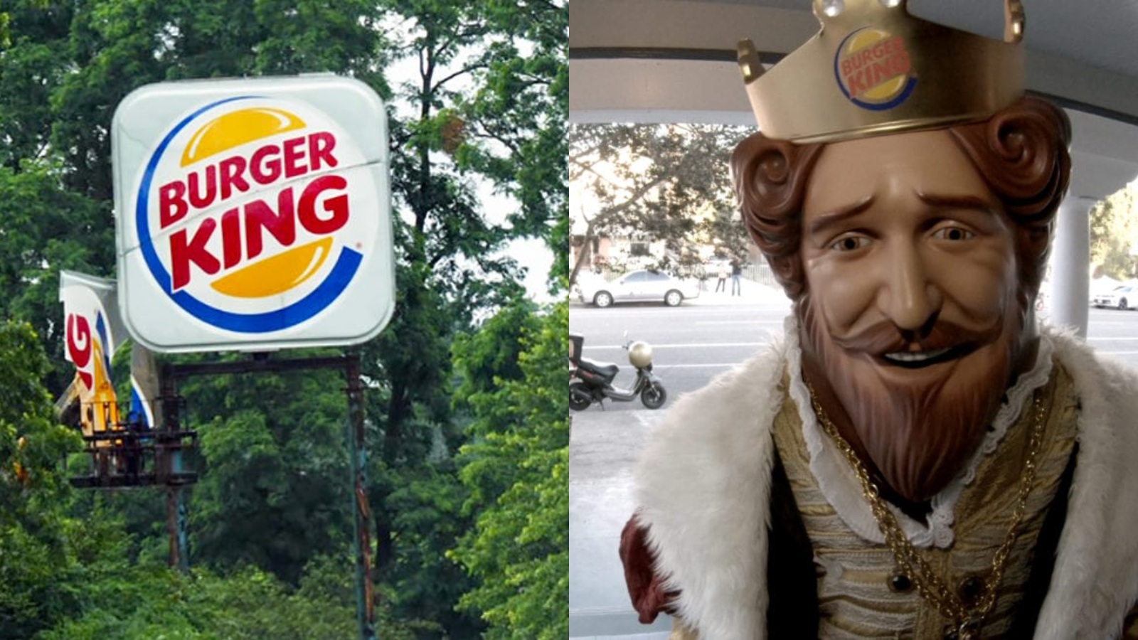 Burger King sign and the Creepy King BK mascot