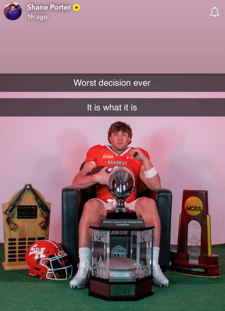 Shane Porter Snapchat Cut Sam Houston State